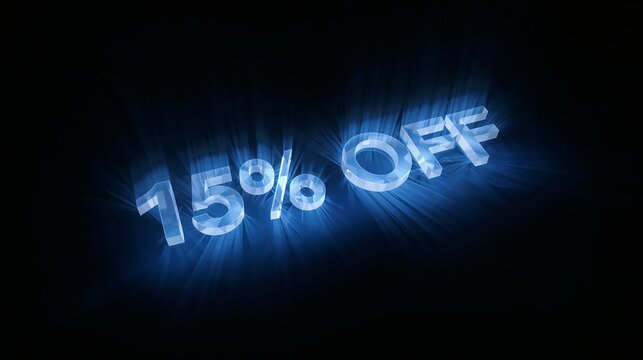 Sale 3D neon text Sale for a black friday on a black background 15%OFF - Powered by Adobe