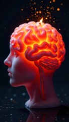 Mesmerizing Glowing Brain Candles A Surreal Display of Light and Shadow, Perfect for Concepts of Imagination, Ideas, and Mental Processes.