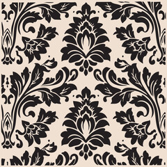 Fototapeta premium Elegant black and white damask pattern showcasing ornate