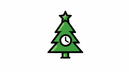 Christmas tree with clock face for holiday apps and New Year countdown projects
