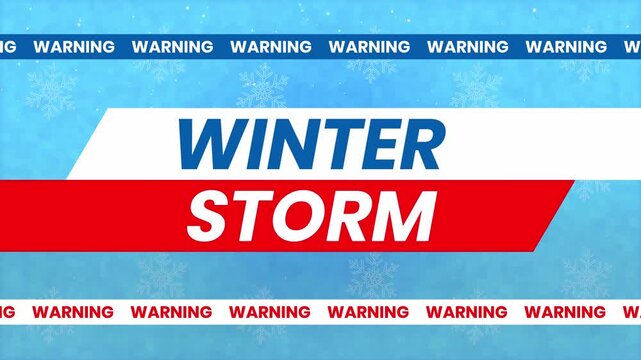 Blue winter storm warning banner with white snowflakes for christmas greetings. Perfect for seasonal social media posts or winterthemed designs.