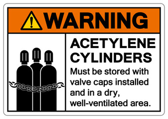 Warning Acetylene Cylinders Storage Area Symbol Sign ,Vector Illustration, Isolate On White Background Label.EPS10