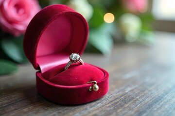 Intricately Designed Velvet Jewelry Box Ready for a Special Ring Perfect for Romantic Proposals and Anniversaries
