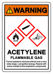 Warning Acetylene Highly Flammable Symbol Sign ,Vector Illustration, Isolate On White Background Label.EPS10