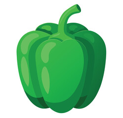 Illustration of a vibrant green bell pepper with a glossy, cartoonish style
