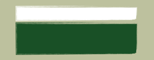 Abstract representation of a white rectangle above a green rectangle on beige ground