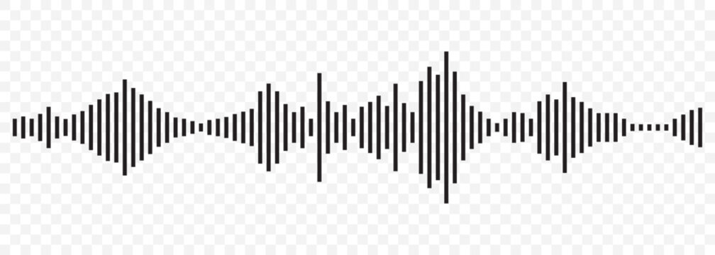 Radio Wave icon. Monochrome simple sound wave on transparent background. Vector sound wave icon. Music player sound bar. Record interface. Equalizer icon with soundwave line. used for mobile phone.