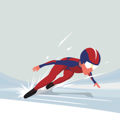 Vector illustration of a speed skater taking a high-speed turn on the ice, showcasing dynamic motion, precision, and athleticism