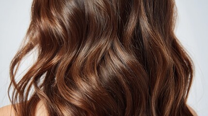 Naklejka premium Beautiful woman with long brown hair, smooth hairstyle and shiny texture, natural beauty and healthy haircare concept isolated on white background