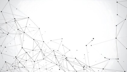 A network of interconnected dots and lines against a bright white backdrop, creating a sense of connectivity and data flow