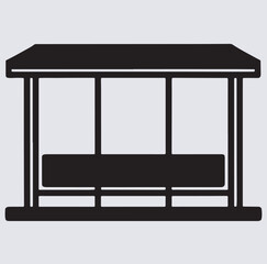 public bus stop icon silhouette vector art illustration