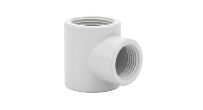 PVC pipe fitting T-joint isolated PNG with Transparent Background