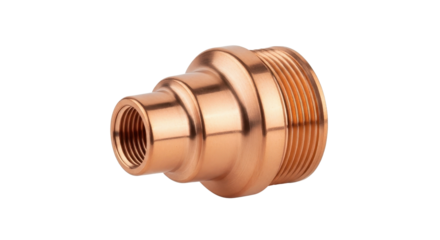 Threaded copper fitting detail for plumbing and connection isolated PNG with Transparent Background