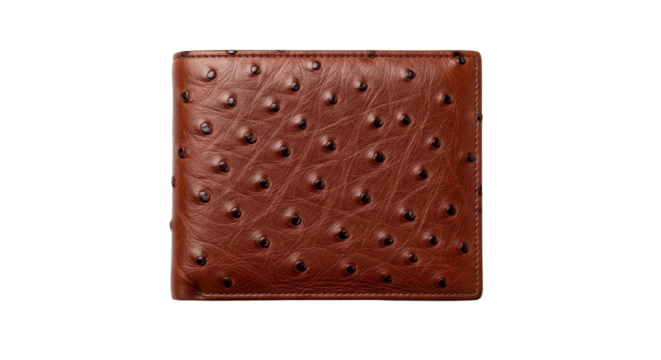 Brown ostrich leather wallet isolated PNG with Transparent Background