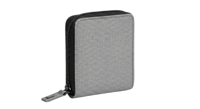 Gray zipper case for storing small items isolated PNG with Transparent Background