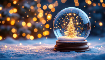 Festive Rotating Scene with Snow Globe and Christmas Tree Magic
