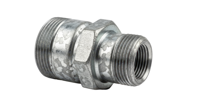 Metal pipe fitting for plumbing and construction projects isolated PNG with Transparent Background