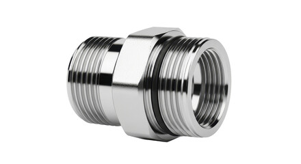 Chrome plated reducer coupling for plumbing and pipe fitting applications isolated PNG with Transparent Background