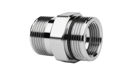 Chrome plated reducer coupling for plumbing and pipe fitting applications isolated PNG with Transparent Background