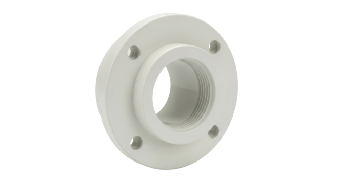 White PVC flange fitting isolated PNG with Transparent Background