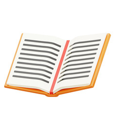 An Open Orange Hardcover Book With Blank Lined Pages And A Red Bookmark Centered Against A Transparent Background Illustrating Education Knowledge And Reading Concepts