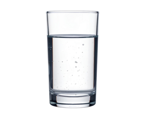Clear glass tumbler for beverages, drinking glass, water or juice, isolated on transparent background, PNG