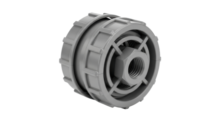 Grey plastic water meter check valve isolated PNG with Transparent Background