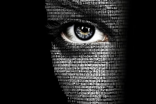 Close-up person face specifically their eye focal Female against binary