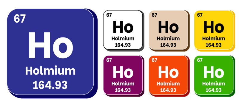 Ho, Holmium element vector icon set, periodic table element. Vector illustration EPS 10 File. Isolated on white background.