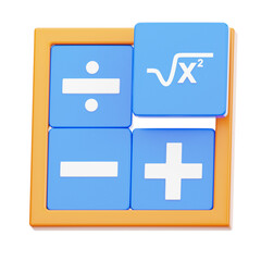 Obraz premium Mathematical Calculator Buttons Representing Division Square Root Subtraction and Addition With a Simple Orange Border on a Transparent Background