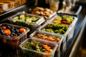 Obraz premium Collection plastic containers filled different types food There Prepared for healthy
