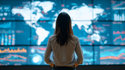 Data analysis and strategic insights global business hub digital display corporate environment professional view business growth