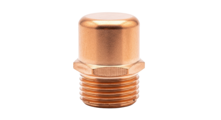 Copper pipe end cap fitting isolated PNG with Transparent Background