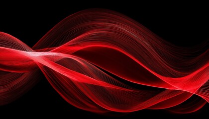 Dynamic Red Waves On Black Background