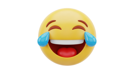 Face with tears of joy emoji isolated PNG with Transparent Background