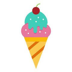 Cute colorful ice cream cones vector illustration for sweet designs isolated on white background