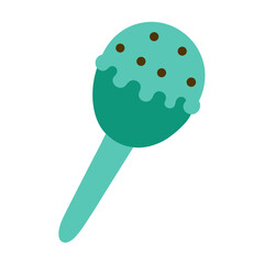 Clean vector illustration of mint green ice cream with dark chocolate chips scalable svg graphic isolated on white background