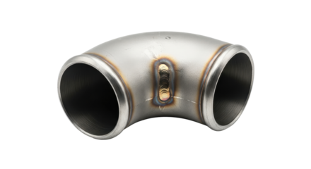 Metal pipe elbow with welding isolated PNG with Transparent Background