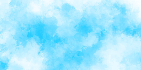 Obraz premium Abstract background with panorama of blue sky and white cloud nature design. horizon spring morning sky with clouds background. hand painted watercolor shades sky clouds.
