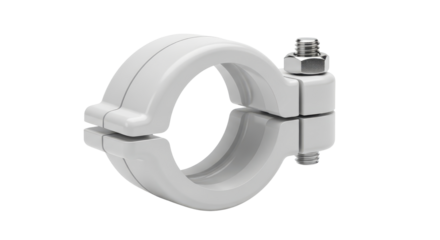 White pipe clamp fastener isolated PNG with Transparent Background