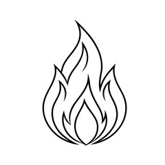 Line Art Flame Icon On White Background