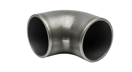 Steel elbow pipe fitting for industrial use isolated PNG with Transparent Background