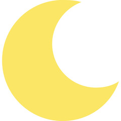 Yellow Crescent Moon Weather Icon on Transparent Background Minimalist Graphic Symbol for Night Sky Lunar Phase Celestial Body Outer Space Astronomy Science Simple Design