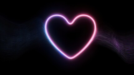 Glowing neon heart shape against a dark background love concept symbol