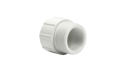 White PVC coupling adapter isolated PNG with Transparent Background