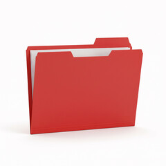 Red folder on a white background. 3d rendering. Computer generated image.
