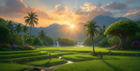 palm trees at sunset