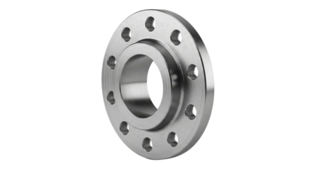 Weld Neck Pipe Flange Industrial Component Isolated on White Background