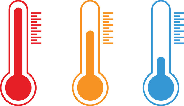 Thermometer Icon Vector Set Hot Cold Temperature Climate and Health Symbols