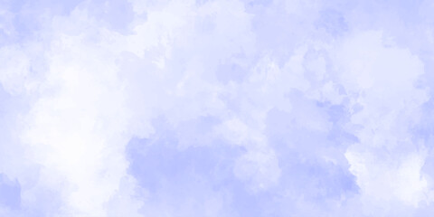 Abstract background with panorama of blue sky and white cloud nature design. horizon spring morning sky with clouds background. hand painted watercolor shades sky clouds.